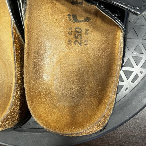 Betula Birkenstock SILVER Women Size 8N Black Buckle 3 Strap Leather Sandals - Picture 6 of 8